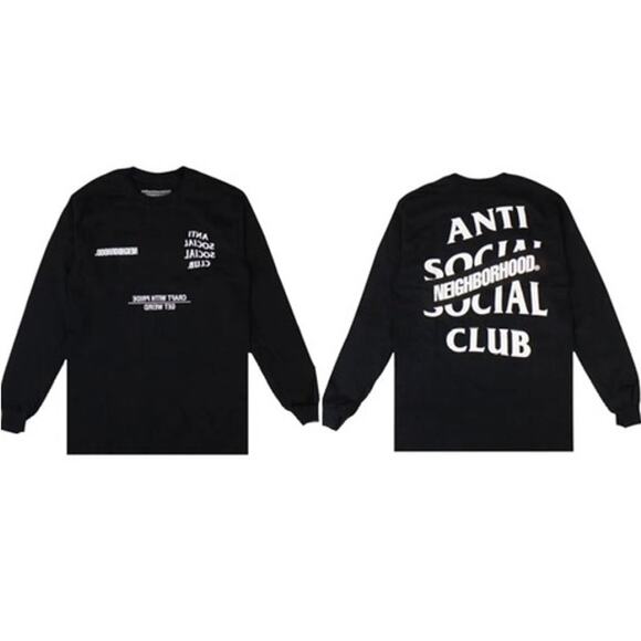 Anti Social Social Club x Neighborhood AUTHENTIC Long-Sleeve T-Shirt Black M - Picture 1 of 9
